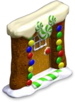 Gingerbread Wall with Doorway and Snow