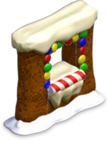 Gingerbread Wall with Window and Snow